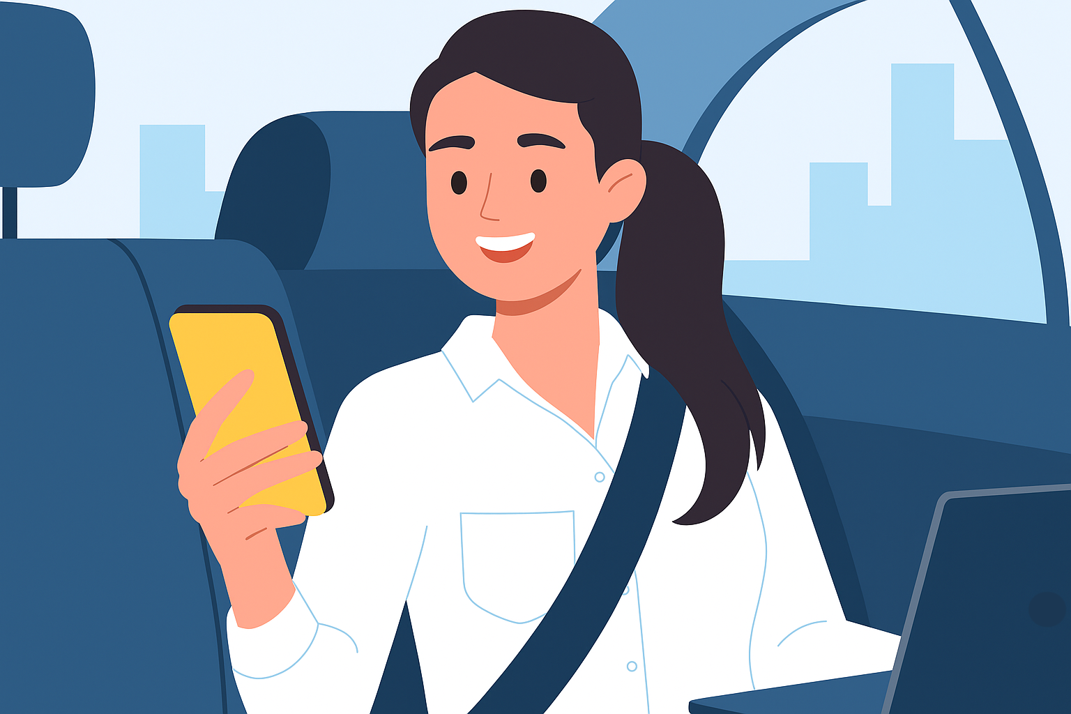 Persona usando su móvil para pedir taxi en Caballeros del Volante